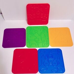 1990 Tupperware Tuppertoys Picture Plates Rubbing Stencils Set of 6 Belgium Nice